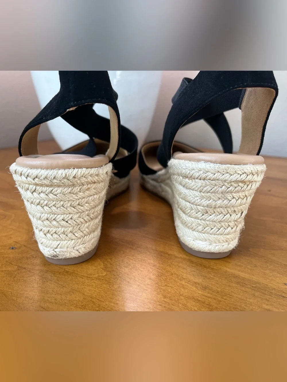 Easy Spirit Women's Black Meza Wedge Espadrille Sandals • Size 9 •NWOT
